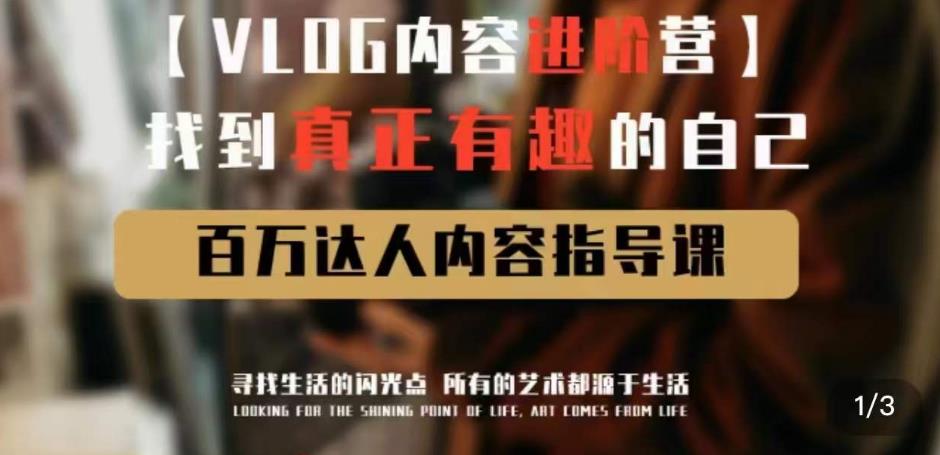 vlog内容进阶营，找到真正有趣的自己，百万达人内容指导课九峰网创-分享创业资讯-最新网络创业项目-分享最新赚钱项目九峰网创