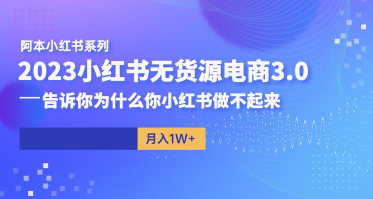 阿本小红书无货源电商3.0，告诉你为什么你小红书做不起来九峰网创-分享创业资讯-最新网络创业项目-分享最新赚钱项目九峰网创
