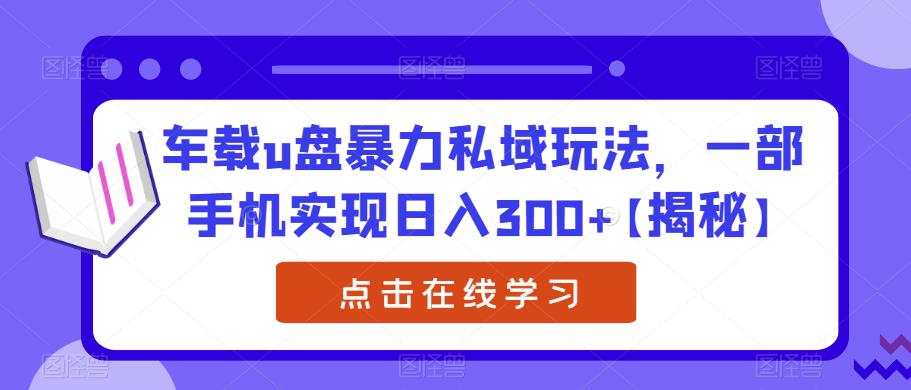 车载u盘暴力私域玩法，一部手机实现日入300+【揭秘】九峰网创-分享创业资讯-最新网络创业项目-分享最新赚钱项目九峰网创