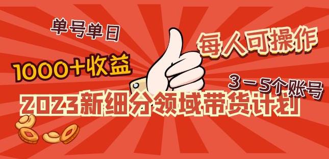 2023新细分领域带货计划：单号单日1000+收益不难，每人可操作3-5个账号九峰网创-分享创业资讯-最新网络创业项目-分享最新赚钱项目九峰网创