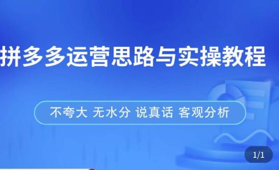 拼多多店铺运营思路与实操教程，快速学会拼多多开店和运营，少踩坑，多盈利九峰网创-分享创业资讯-最新网络创业项目-分享最新赚钱项目九峰网创