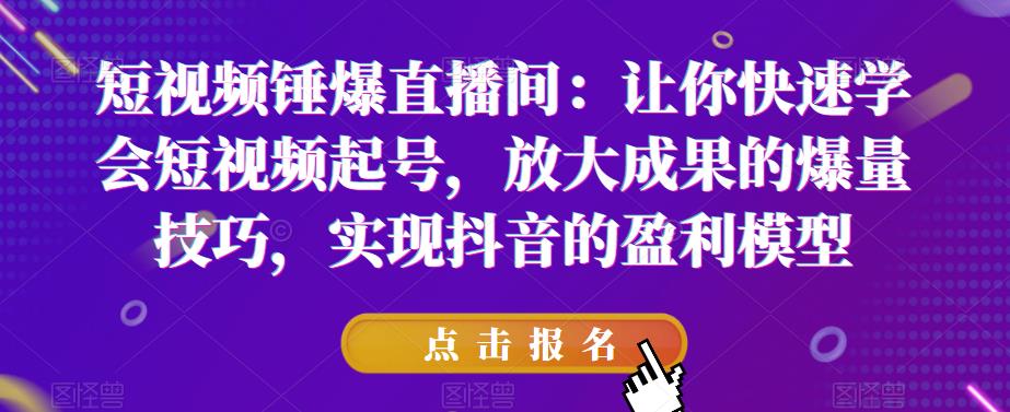 短视频锤爆直播间：让你快速学会短视频起号，放大成果的爆量技巧，实现抖音的盈利模型九峰网创-分享创业资讯-最新网络创业项目-分享最新赚钱项目九峰网创