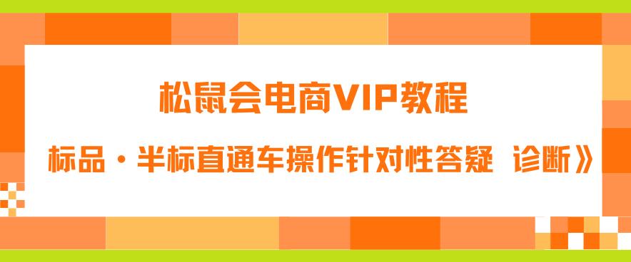 松鼠会电商VIP教程：松鼠《付费推广标品·半标直通车操作针对性答疑&诊断》九峰网创-分享创业资讯-最新网络创业项目-分享最新赚钱项目九峰网创