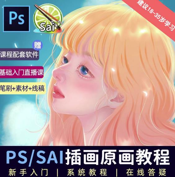 价值1288的原画插画教程零基础CG漫画SAI线稿笔刷手绘画数位板绘视频课程九峰网创-分享创业资讯-最新网络创业项目-分享最新赚钱项目九峰网创