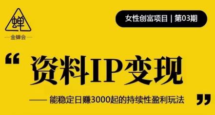 资料IP变现，能稳定日赚3000起的持续性盈利玩法九峰网创-分享创业资讯-最新网络创业项目-分享最新赚钱项目九峰网创