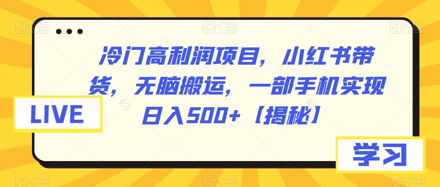 冷门高利润项目，小红书带货，无脑搬运，一部手机实现日入500+【揭秘】九峰网创-分享创业资讯-最新网络创业项目-分享最新赚钱项目九峰网创