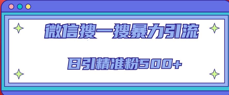 微信搜一搜引流全系列课程，日引精准粉500+（8节课）九峰网创-分享创业资讯-最新网络创业项目-分享最新赚钱项目九峰网创