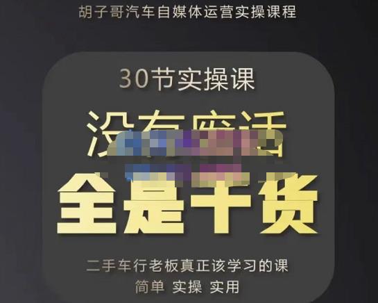 胡子哥·汽车自媒体运营实操课，汽车新媒体二手车短视频运营教程-价值8888元九峰网创-分享创业资讯-最新网络创业项目-分享最新赚钱项目九峰网创