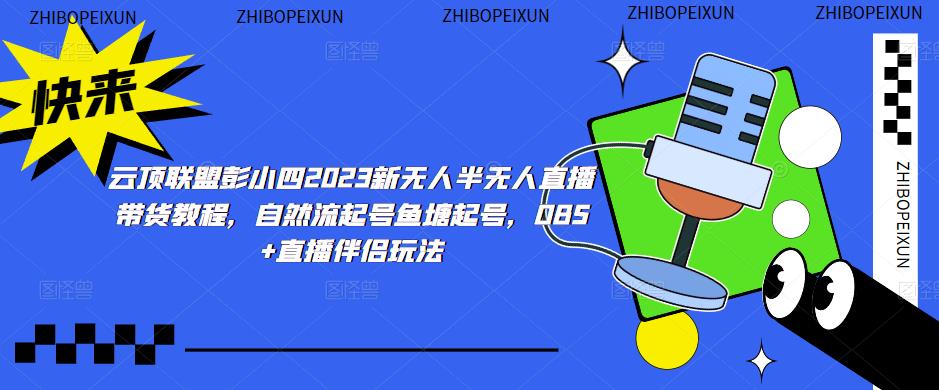 云顶联盟彭小四2023新无人半无人直播带货教程，自然流起号鱼塘起号，OBS+直播伴侣玩法九峰网创-分享创业资讯-最新网络创业项目-分享最新赚钱项目九峰网创