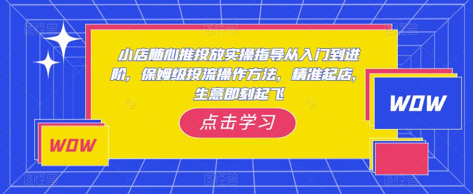 小店随心推投放实操指导从入门到进阶，保姆级投流操作方法，精准起店，生意即刻起飞九峰网创-分享创业资讯-最新网络创业项目-分享最新赚钱项目九峰网创