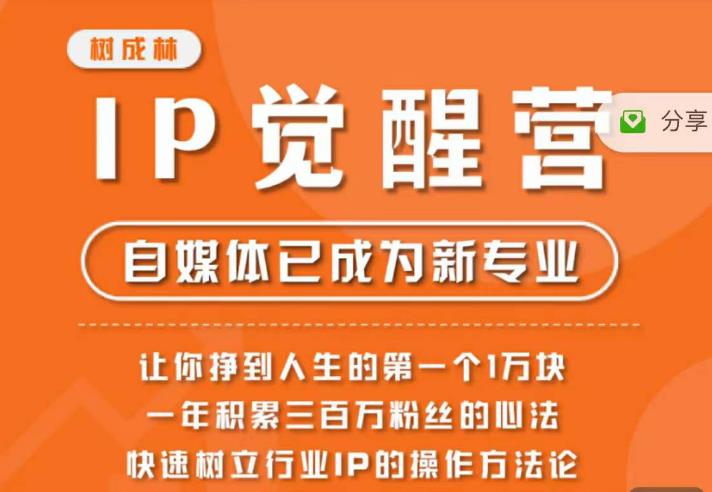树成林·IP觉醒营，快速树立行业IP的操作方法论，让你赚到人生的第一个1万块九峰网创-分享创业资讯-最新网络创业项目-分享最新赚钱项目九峰网创