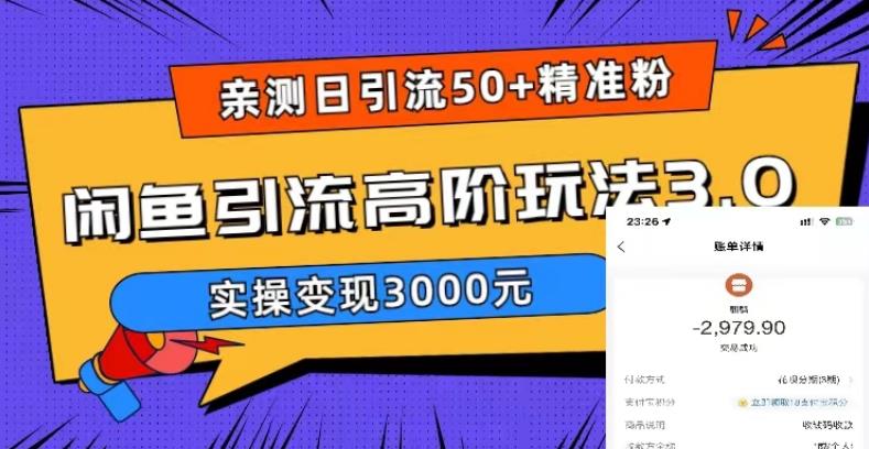 亲测日引50+精准粉，闲鱼引流高阶玩法3.0，实操变现3000元【揭秘】九峰网创-分享创业资讯-最新网络创业项目-分享最新赚钱项目九峰网创