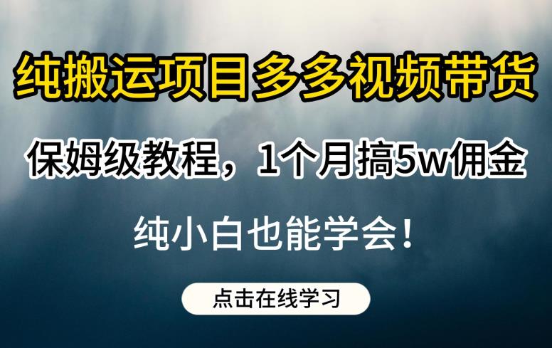 纯搬运项目多多视频带货保姆级教程，1个月搞5w佣金，纯小白也能学会【揭秘】九峰网创-分享创业资讯-最新网络创业项目-分享最新赚钱项目九峰网创