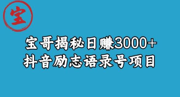 宝哥揭秘日赚3000+抖音励志语录号短视频变现项目九峰网创-分享创业资讯-最新网络创业项目-分享最新赚钱项目九峰网创