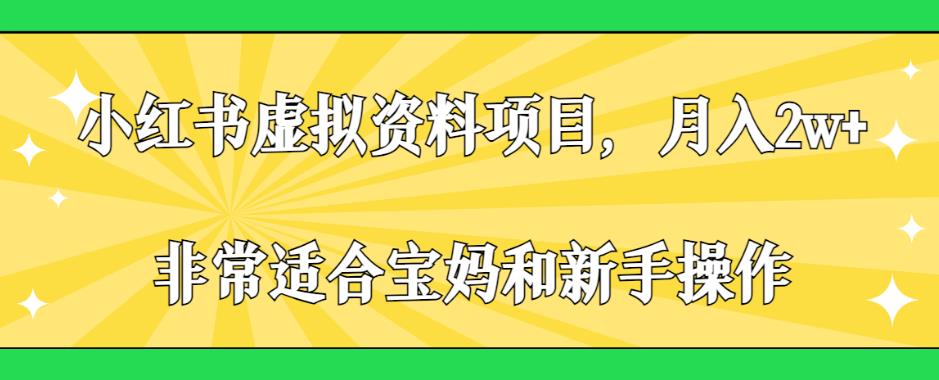 小红书虚拟资料项目，月入2w+，非常适合宝妈和新手操作【揭秘】九峰网创-分享创业资讯-最新网络创业项目-分享最新赚钱项目九峰网创