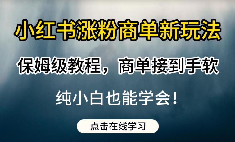 小红书涨粉商单新玩法，保姆级教程，商单接到手软，纯小白也能学会【揭秘】九峰网创-分享创业资讯-最新网络创业项目-分享最新赚钱项目九峰网创