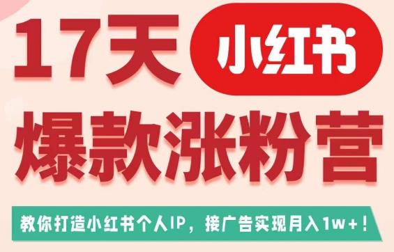 17天小红书爆款涨粉营（广告变现方向），教你打造小红书博主IP、接广告变现的九峰网创-分享创业资讯-最新网络创业项目-分享最新赚钱项目九峰网创