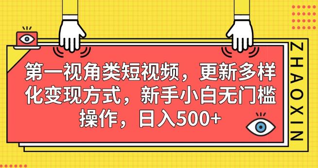 第一视角类短视频，更新多样化变现方式，新手小白无门槛操作，日入500+【揭秘】九峰网创-分享创业资讯-最新网络创业项目-分享最新赚钱项目九峰网创