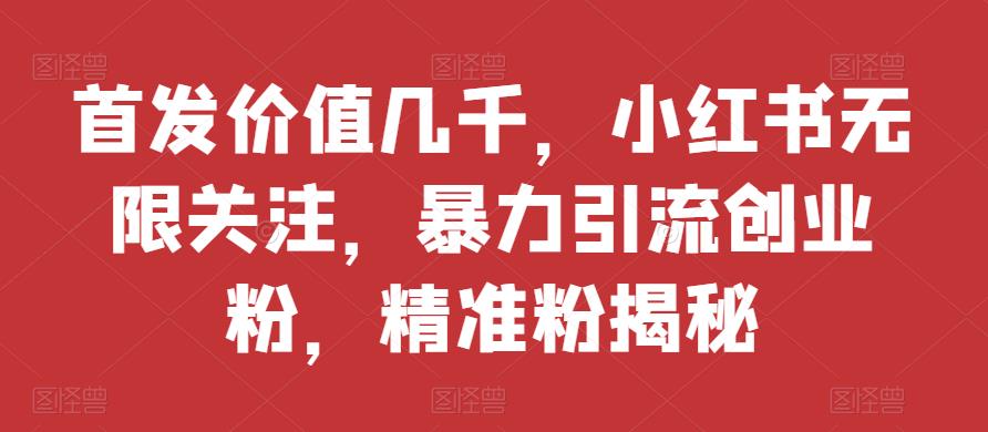 首发价值几千，小红书无限关注，暴力引流创业粉，精准粉揭秘九峰网创-分享创业资讯-最新网络创业项目-分享最新赚钱项目九峰网创