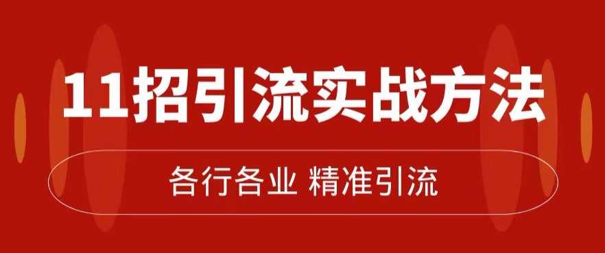 精准引流术：11招引流实战方法，让你私域流量加到爆（11节课完整)九峰网创-分享创业资讯-最新网络创业项目-分享最新赚钱项目九峰网创