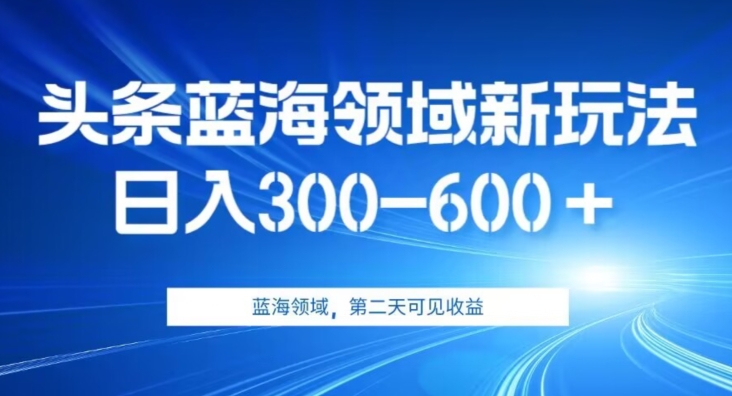 AI头条野路子蓝海领域新玩法2.0，日入300-600＋，附保姆级教程【揭秘】九峰网创-分享创业资讯-最新网络创业项目-分享最新赚钱项目九峰网创