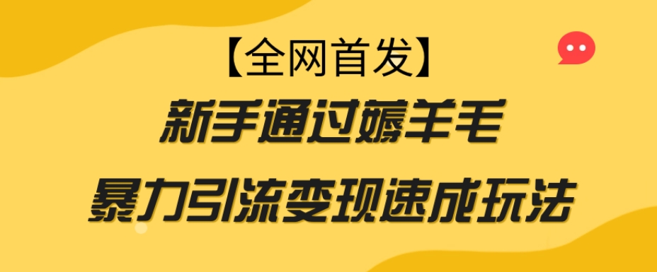 【全网首发】新手通过薅羊毛暴力引流变现速成玩法九峰网创-分享创业资讯-最新网络创业项目-分享最新赚钱项目九峰网创