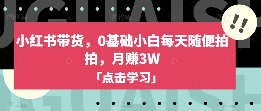 小红书带货，0基础小白每天随便拍拍，月赚3W【揭秘】九峰网创-分享创业资讯-最新网络创业项目-分享最新赚钱项目九峰网创