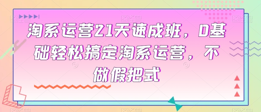 淘系运营21天速成班，0基础轻松搞定淘系运营，不做假把式九峰网创-分享创业资讯-最新网络创业项目-分享最新赚钱项目九峰网创