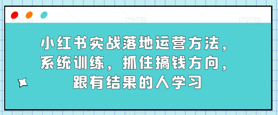 小红书实战落地运营方法，系统训练，抓住搞钱方向，跟有结果的人学习九峰网创-分享创业资讯-最新网络创业项目-分享最新赚钱项目九峰网创