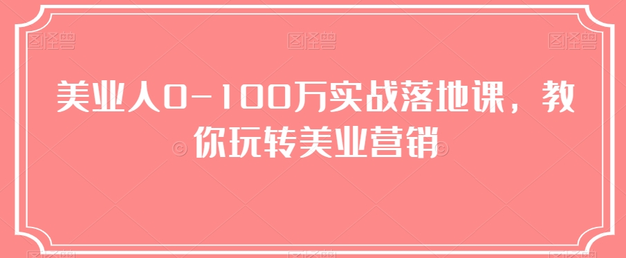 美业人0-100万实战落地课，教你玩转美业营销九峰网创-分享创业资讯-最新网络创业项目-分享最新赚钱项目九峰网创