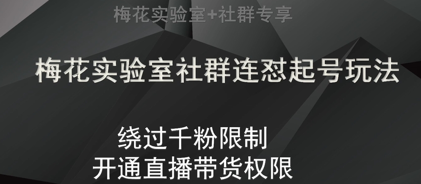 梅花实验室社群连怼起号玩法，视频号绕过千粉限制，开通直播带货权限【揭秘】九峰网创-分享创业资讯-最新网络创业项目-分享最新赚钱项目九峰网创