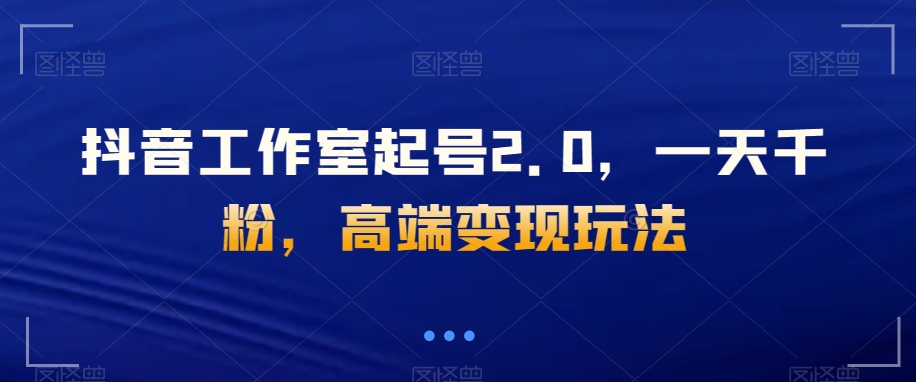 抖音工作室起号2.0，一天千粉，高端变现玩法【揭秘】九峰网创-分享创业资讯-最新网络创业项目-分享最新赚钱项目九峰网创