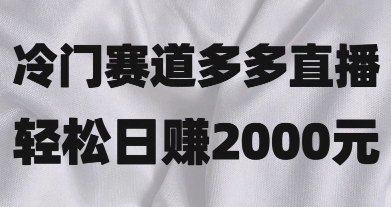 冷门赛道拼多多直播，简单念稿子，日收益2000＋【揭秘】九峰网创-分享创业资讯-最新网络创业项目-分享最新赚钱项目九峰网创