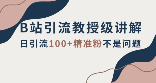 B站引流教授级讲解，细节满满，日引流100+精准粉不是问题【揭秘】九峰网创-分享创业资讯-最新网络创业项目-分享最新赚钱项目九峰网创