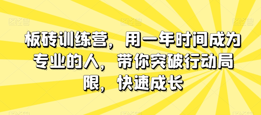 板砖训练营，用一年时间成为专业的人，带你突破行动局限，快速成长九峰网创-分享创业资讯-最新网络创业项目-分享最新赚钱项目九峰网创
