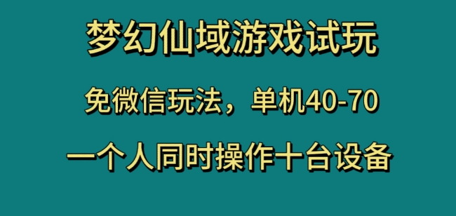梦幻仙域游戏试玩，免微信玩法，单机40-70，一个人同时操作十台设备【揭秘】九峰网创-分享创业资讯-最新网络创业项目-分享最新赚钱项目九峰网创