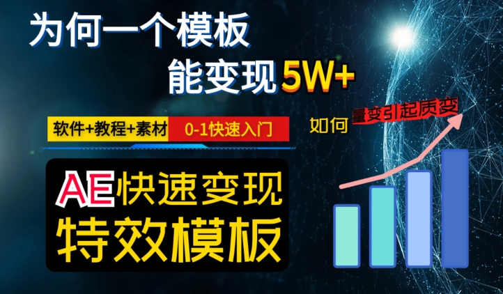 AE视频特效模板变现月入3-5W，0-1快速入门，软件+教程+素材九峰网创-分享创业资讯-最新网络创业项目-分享最新赚钱项目九峰网创