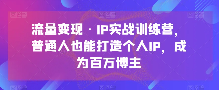 流量变现·IP实战训练营，普通人也能打造个人IP，成为百万博主九峰网创-分享创业资讯-最新网络创业项目-分享最新赚钱项目九峰网创