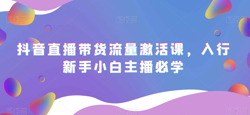 抖音直播带货流量激活课，入行新手小白主播必学九峰网创-分享创业资讯-最新网络创业项目-分享最新赚钱项目九峰网创