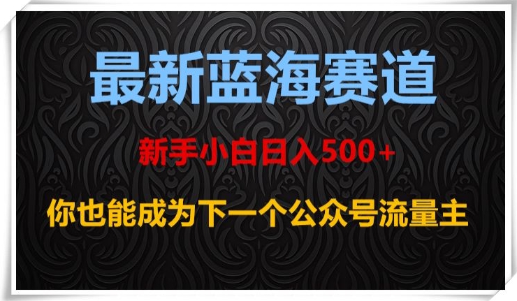 最新蓝海赛道，新手小白日入500+，你也能成为下一个公众号流量主【揭秘】九峰网创-分享创业资讯-最新网络创业项目-分享最新赚钱项目九峰网创