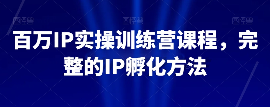 百万IP实操训练营课程，完整的IP孵化方法九峰网创-分享创业资讯-最新网络创业项目-分享最新赚钱项目九峰网创