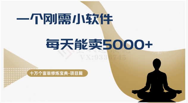 十万个富翁修炼宝典之17.一个刚需小软件，每天能卖5000+九峰网创-分享创业资讯-最新网络创业项目-分享最新赚钱项目九峰网创