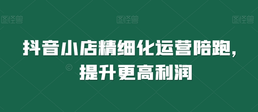 抖音小店精细化运营陪跑，提升更高利润九峰网创-分享创业资讯-最新网络创业项目-分享最新赚钱项目九峰网创