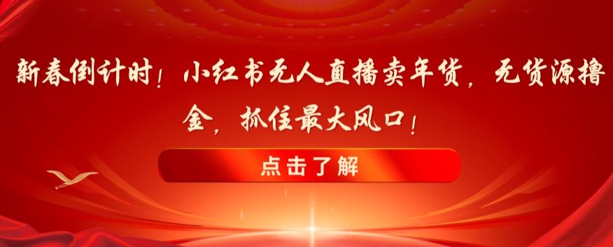 新春倒计时！小红书无人直播卖年货，无货源撸金，抓住最大风口【揭秘】九峰网创-分享创业资讯-最新网络创业项目-分享最新赚钱项目九峰网创