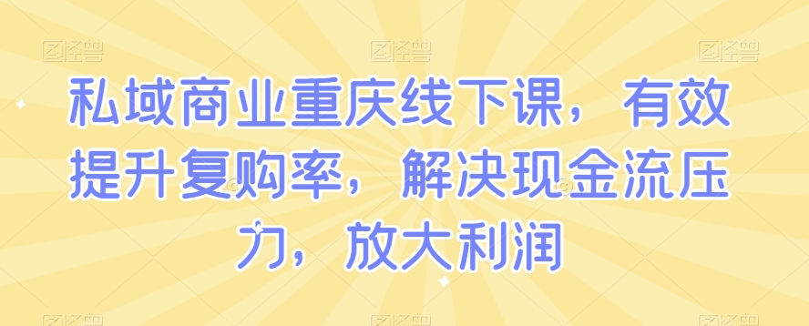 私域商业重庆线下课，有效提升复购率，解决现金流压力，放大利润九峰网创-分享创业资讯-最新网络创业项目-分享最新赚钱项目九峰网创