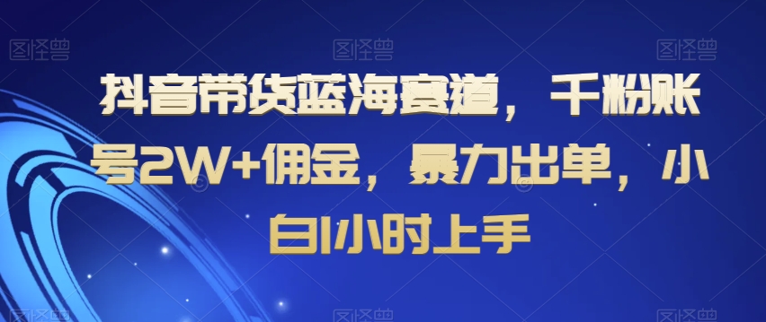 抖音带货蓝海赛道，千粉账号2W+佣金，暴力出单，小白1小时上手【揭秘】九峰网创-分享创业资讯-最新网络创业项目-分享最新赚钱项目九峰网创