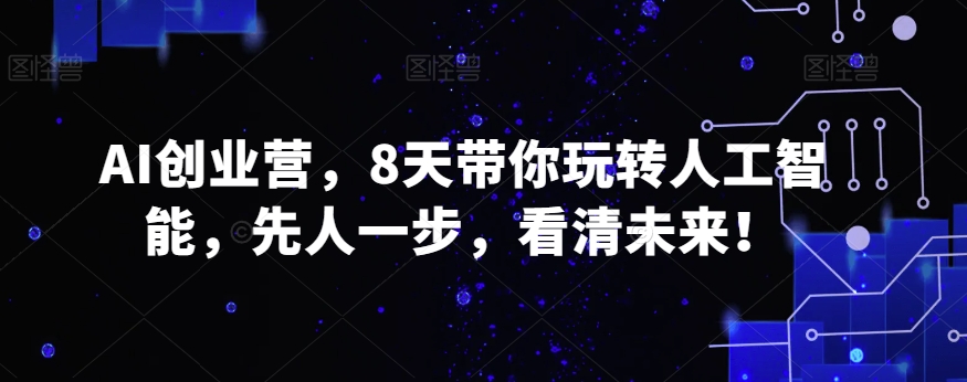 AI创业营，8天带你玩转人工智能，先人一步，看清未来！九峰网创-分享创业资讯-最新网络创业项目-分享最新赚钱项目九峰网创