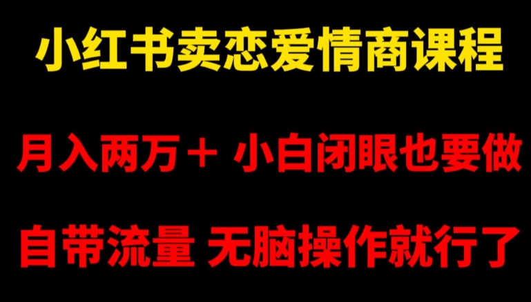 小红书卖恋爱情商课程，月入两万＋，小白闭眼也要做，自带流量，无脑操作就行了【揭秘】九峰网创-分享创业资讯-最新网络创业项目-分享最新赚钱项目九峰网创