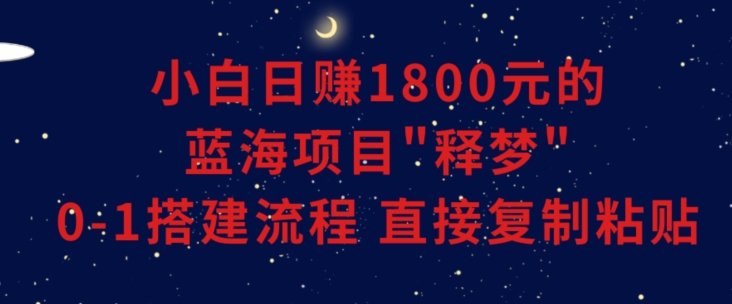 小白能日赚1800元的蓝海项目”释梦”0-1搭建流程可直接复制粘贴长期做九峰网创-分享创业资讯-最新网络创业项目-分享最新赚钱项目九峰网创