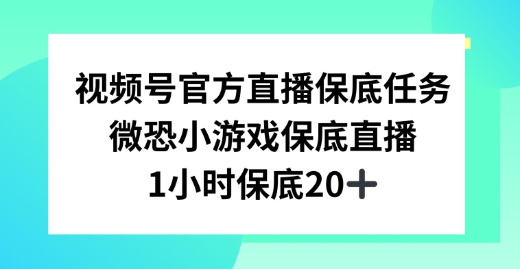 视频号直播任务，微恐小游戏，1小时20+九峰网创-分享创业资讯-最新网络创业项目-分享最新赚钱项目九峰网创